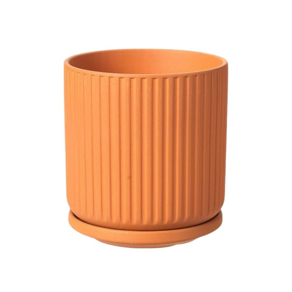 image 1 of Ceramic Ribbed Indoor Plant Pot Tango - 13.5cm