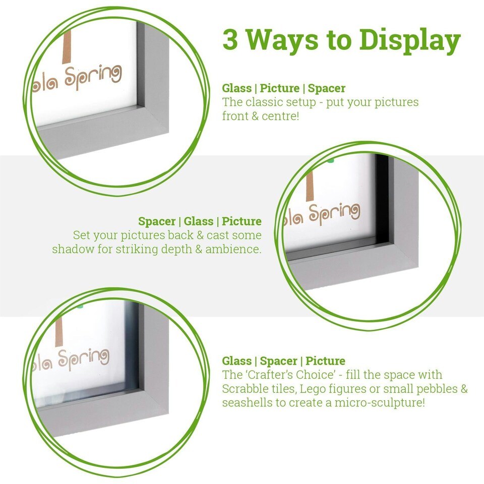 image 1 of Nicola Spring 3D Box Photo Frame - 4 x 6'' - White
