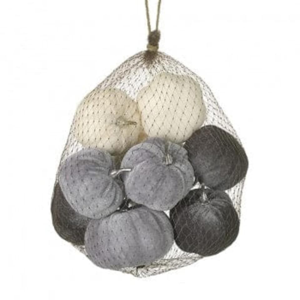 Heaven Sends Halloween Grey and Cream Velvet Pumpkin Decorations