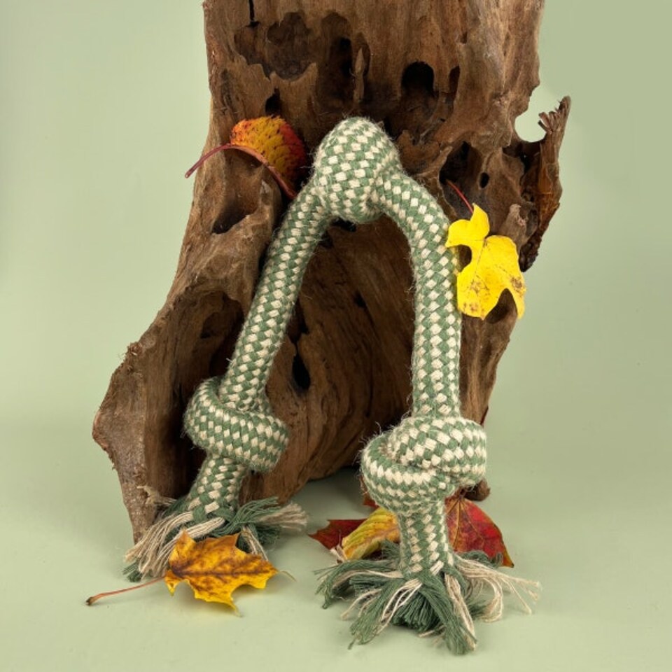 image 1 of HugglePets Legacy Hemp 3 Knot Bone Dog Toy