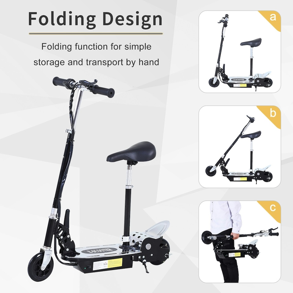 image 1 of HOMCOM Foldable Powered Scooter with Adjustable Seat and Brake, Black