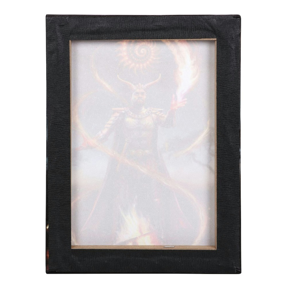 image 1 of Anne Stokes Fire Elemental Wizard Canvas Plaque - Multicoloured - 25cm x 19cm