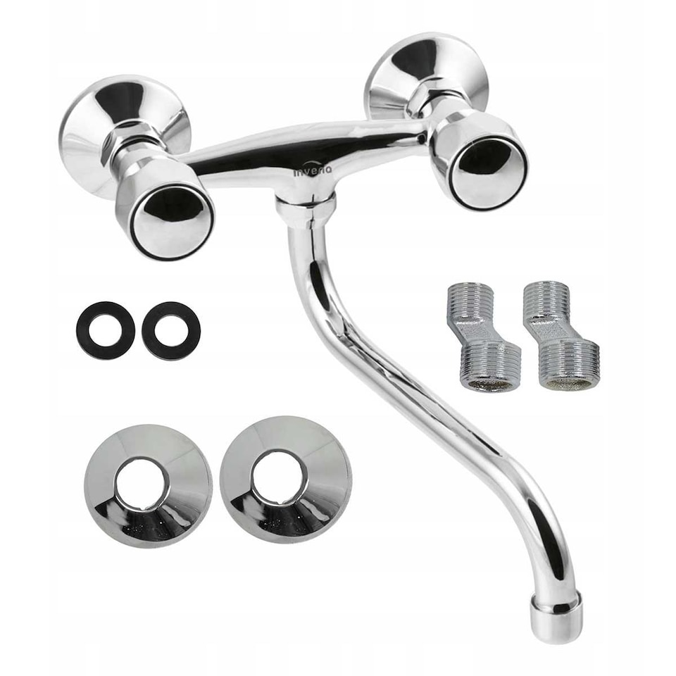 image 1 of Kitchen Bathroom Wall Mounted Cold/Hot Water Tap Single Lever 20cm Spout