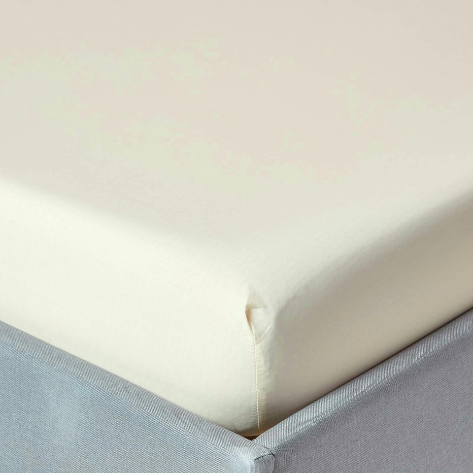 image 1 of Homescapes Cream Egyptian Cotton Deep Fitted Sheet 200 TC, Double | Cream | Double