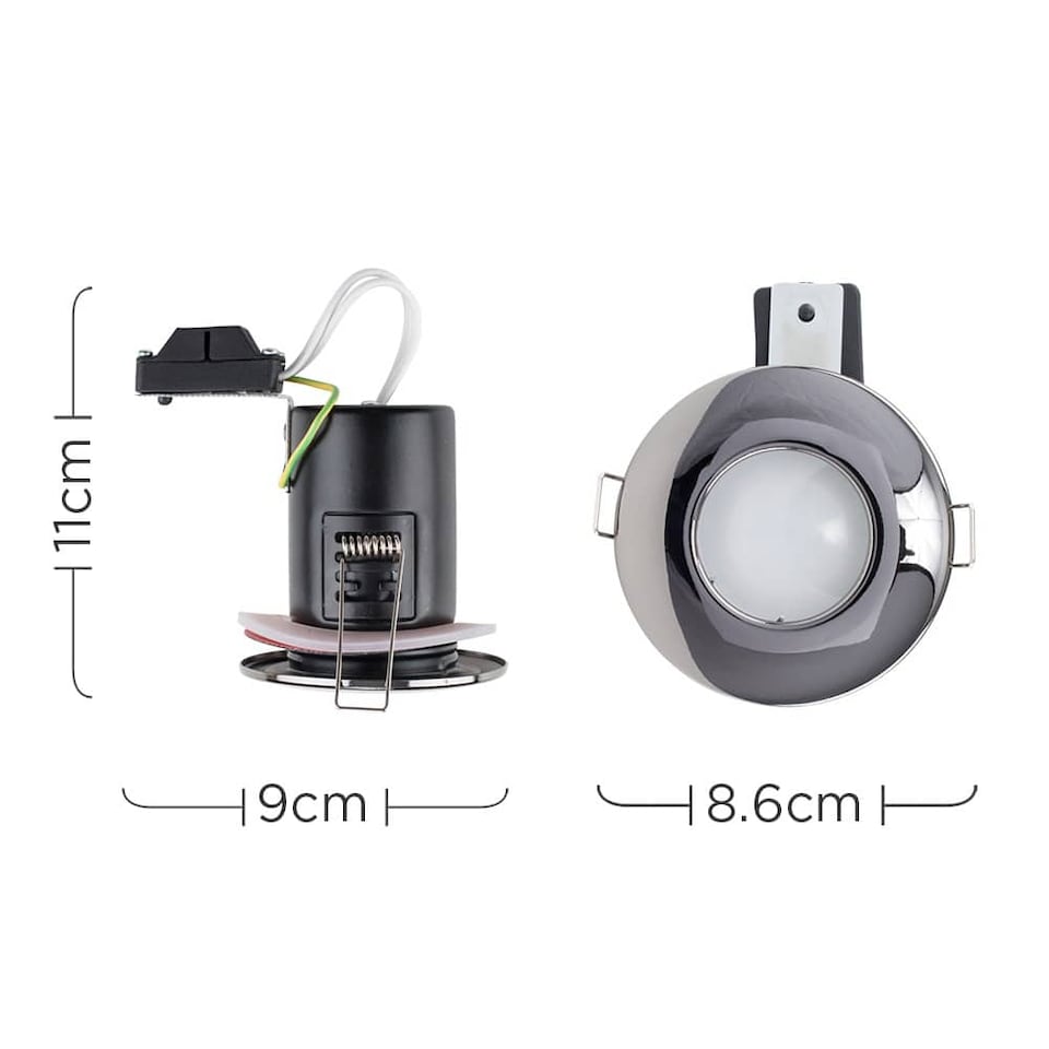 image 1 of ValueLights Downlight Fire Rated IP65 Black Chrome Ceiling Light Fitting Single Pack