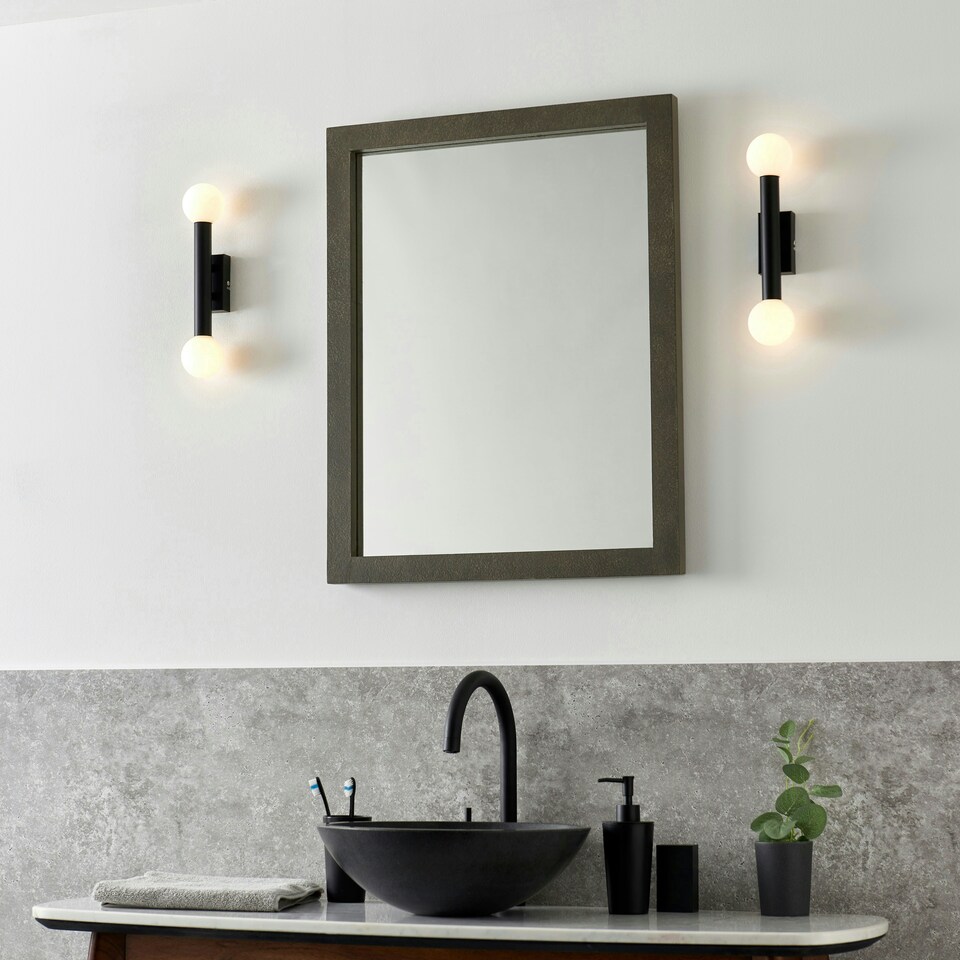 image 1 of Toronto Matt Black IP44 2 Light Wall Light