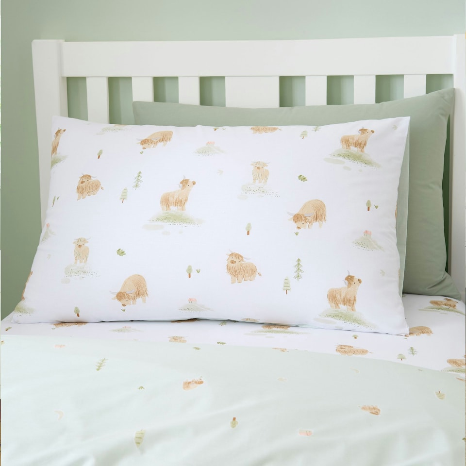 image 1 of Bianca Mini Moo Cow Reversible Cotton Duvet Cover Set White | White | Double