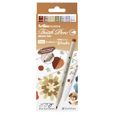 Artline Supreme Brush Pens Assorted 7 Pack Brown | Brown, Pale Brown, Light Brown, Olive, Pale Grey, Grey Purple