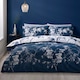 image 2 of Catherine Lansfield Kyoto Floral Reversible Duvet Cover Set | Blue | Super King