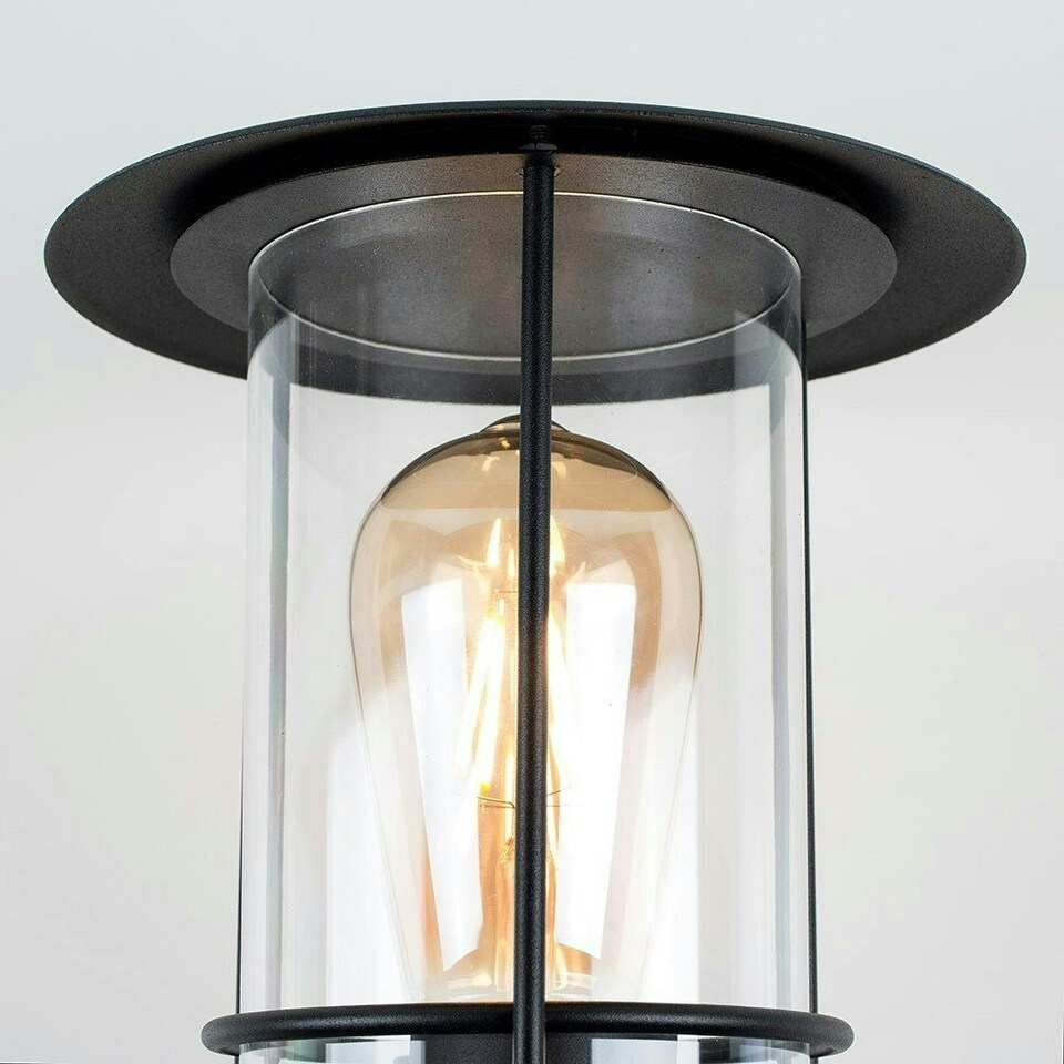 image 1 of ValueLights Black Dorset Outdoor Wall Lantern with 4W Amber Bulb Black