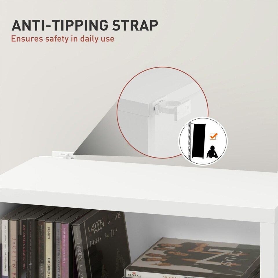 image 1 of HOMCOM CD Storage Unit DVD Storage Tower with Compartments Black | 33W x 24D x 140H cm