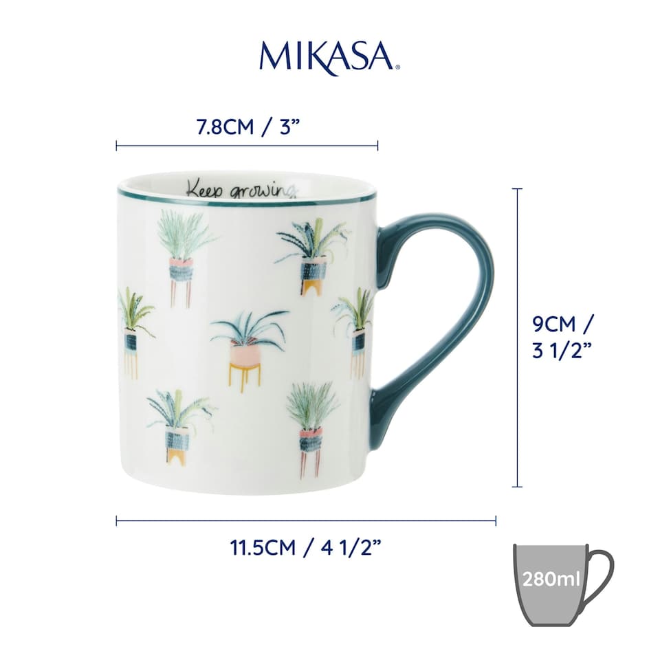 image 1 of Mikasa Plant Straight-Sided Porcelain Mug, 280ml | White