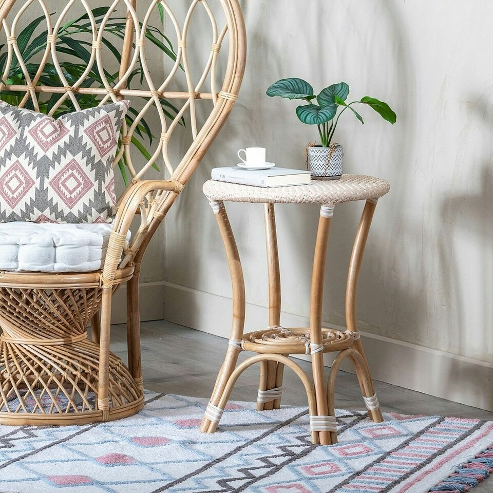 image 1 of Side table 50 x 50 x 67 cm Natural Beige Rattan N/A