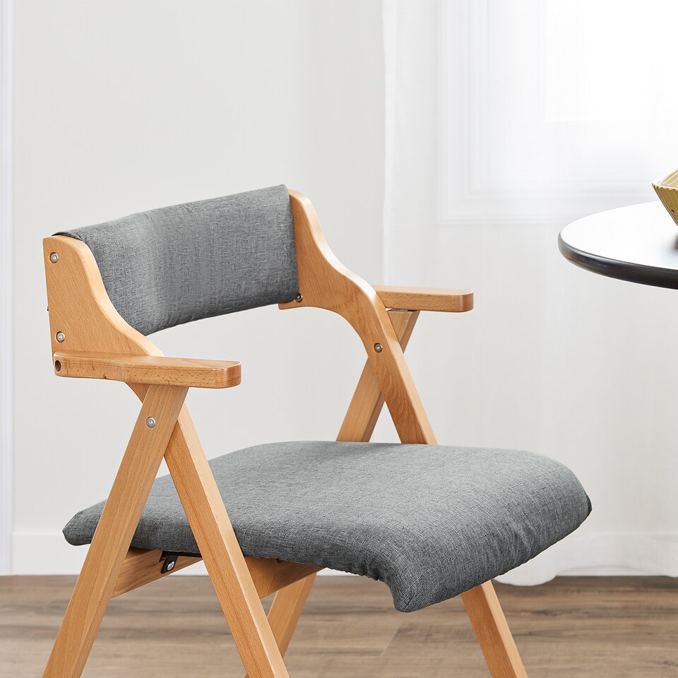 image 1 of SoBuy 2 Folding Chairs Gray, Solid Wood Frame, 24.2x22x30.5 in, 14 kg - FST98-HGX2