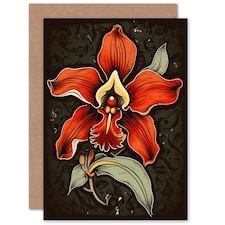 Mothers Day Card Red Orchid Rockabilly For Her Wife Card