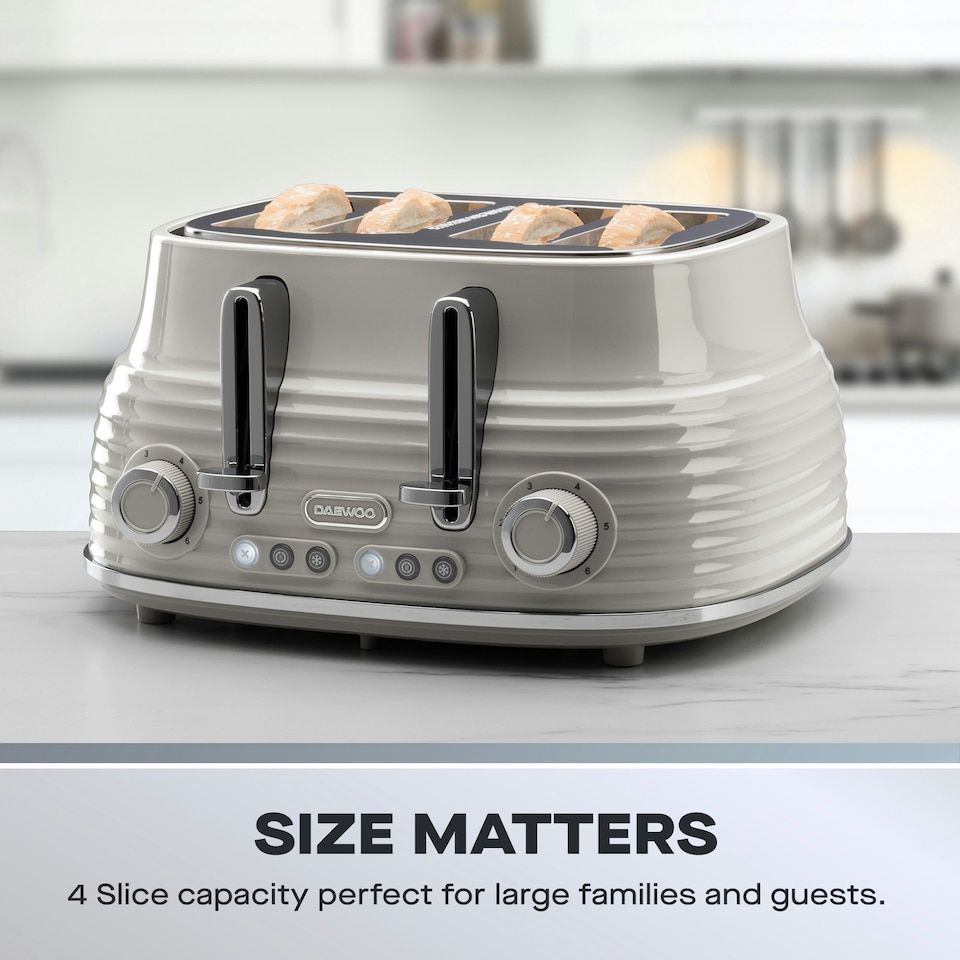 image 1 of Daewoo Sienna 1.7L Rapid-Boil Jug & 4-Slice Matching Kettle & Toaster Set Cream | 4-slice