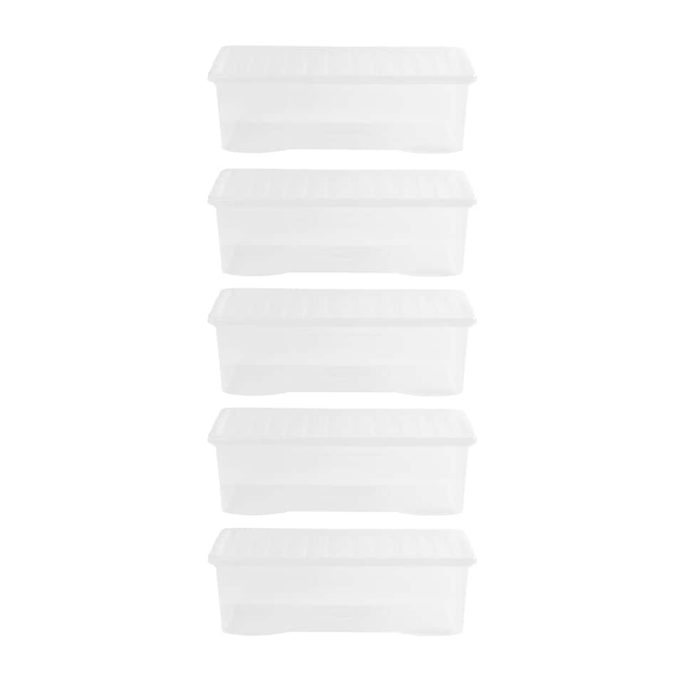image 1 of Wham Crystal 4 x 62L Stackable Plastic Storage Boxes with Lids Clear Clear
