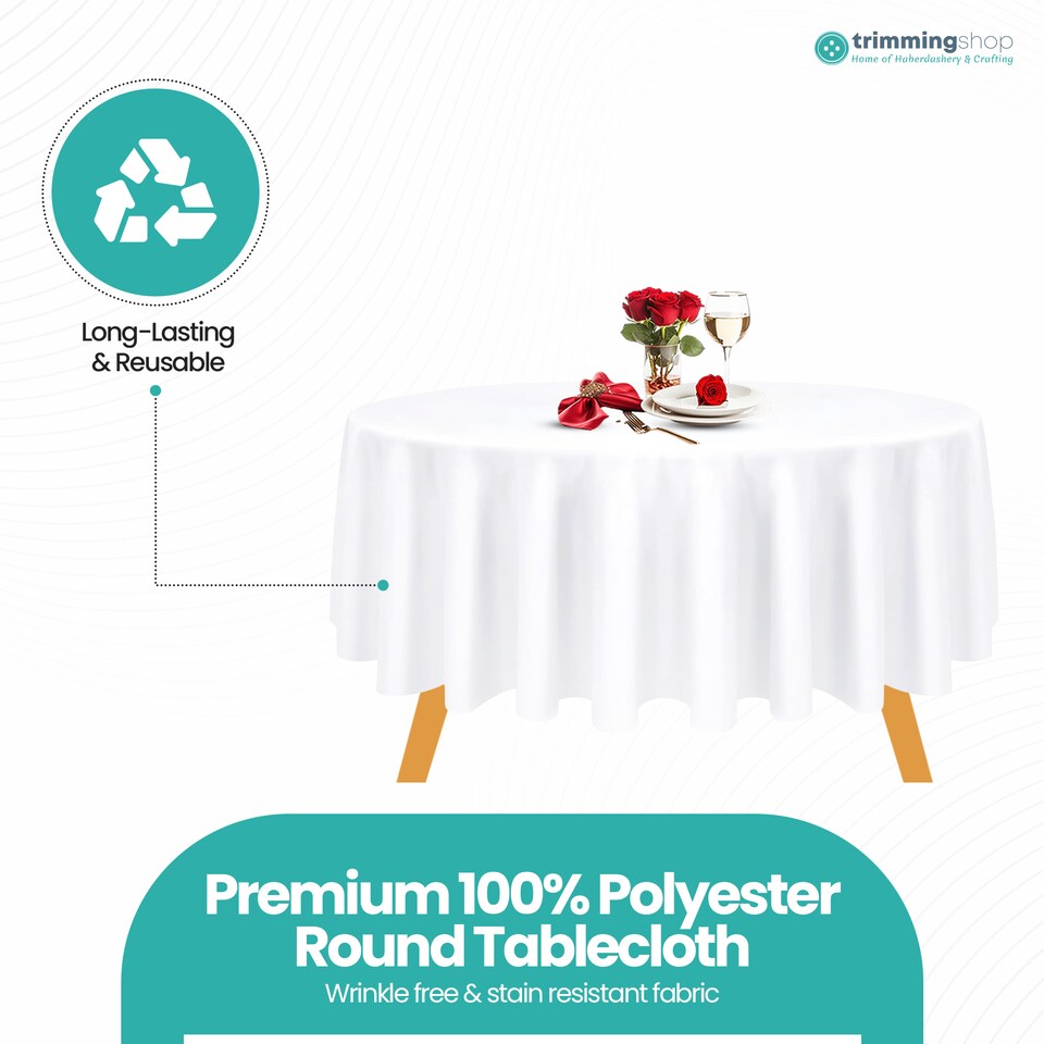 image 1 of Round Polyester Tablecloth, Premium Linen Table Cover - 70 Inch