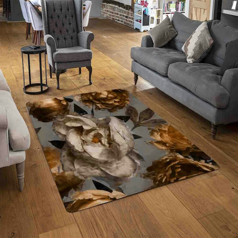 image 1 of Golden White Flower (Rug) Multi | XL: 160x230cm