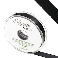 Black Satin Faced Ribbon Reel 15mm x 20m