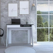 Core Products White Dallas Home Office Desk with Drawer, H75.2cm x W91.3cm White