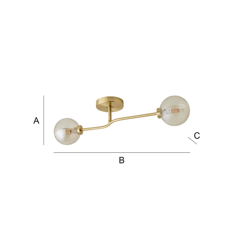 image 1 of ValueLights Chessy Ribbed Glass Gold Bar Ceiling Light & Bulbs | Gold
