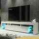 image 2 of TV Unit 200cm White Gloss Doors White Matt Frame Modern Media Cabinet | White | One Size | 1