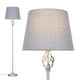 image 4 of ValueLights Traditional Style Satin Nickel Barley Twist Floor Lamp With Grey Light Shade