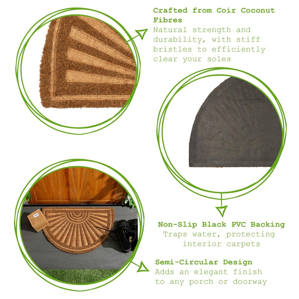 image 1 of Nicola Spring Coir Half Moon Door Mat - 60 x 40cm - Embossed