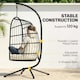 image 3 of Outsunny Hanging Egg Chair, Outdoor Swing Chair with Stand, Black/Cream | Black | Black/Cream White | One Size