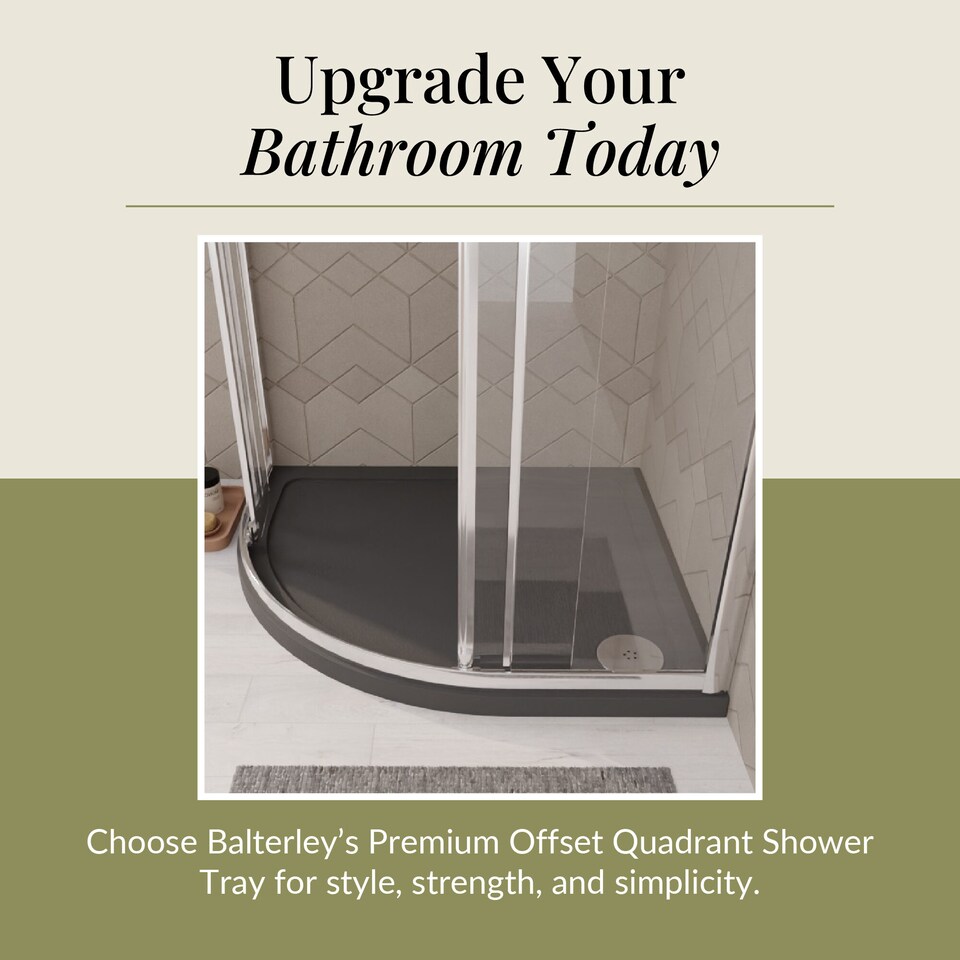 image 1 of Balterley Premium Shower Tray - Left Hand Offset Quadrant | Grey | Grey Slate | 1