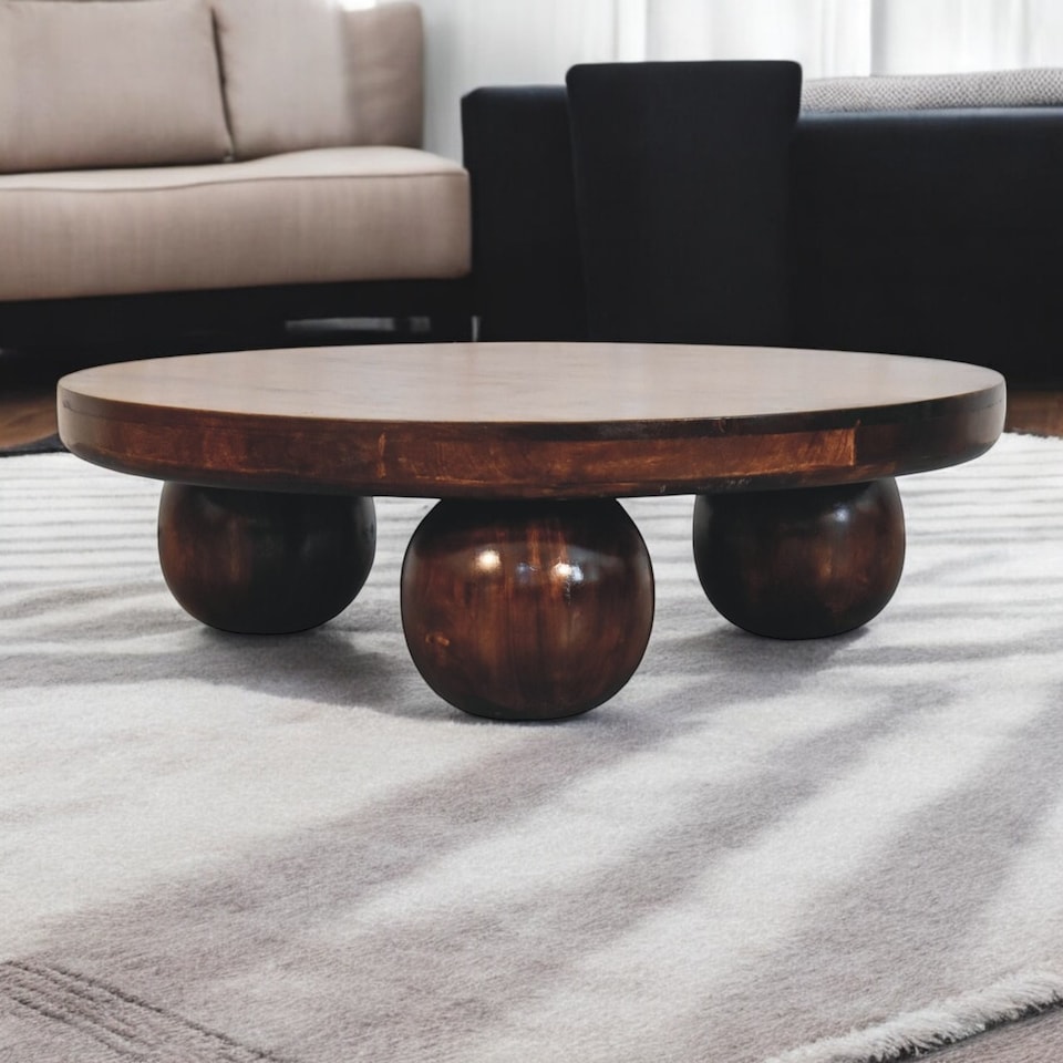 image 1 of Artisan Furniture Solid Wood California Walnut Central Table with Ball Feet