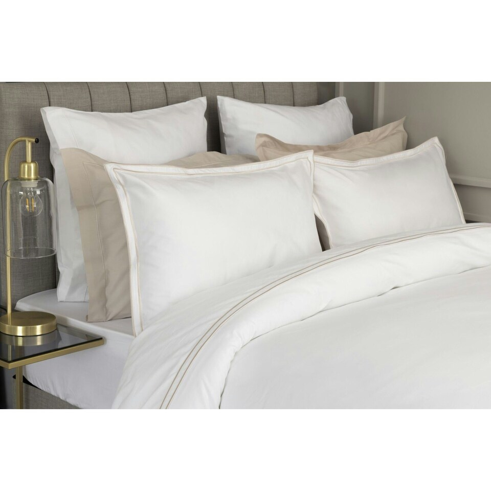 image 1 of Belledorm Savoy Duvet Cover Set - Oyster - Single | White | Single