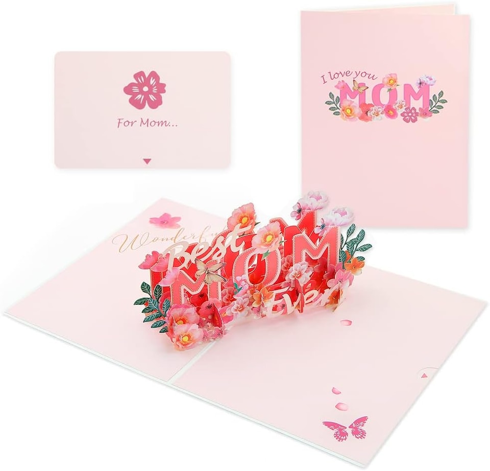 image 1 of Best MOM Ever Stunning 3D Floral Pop Up Mother's Day Card