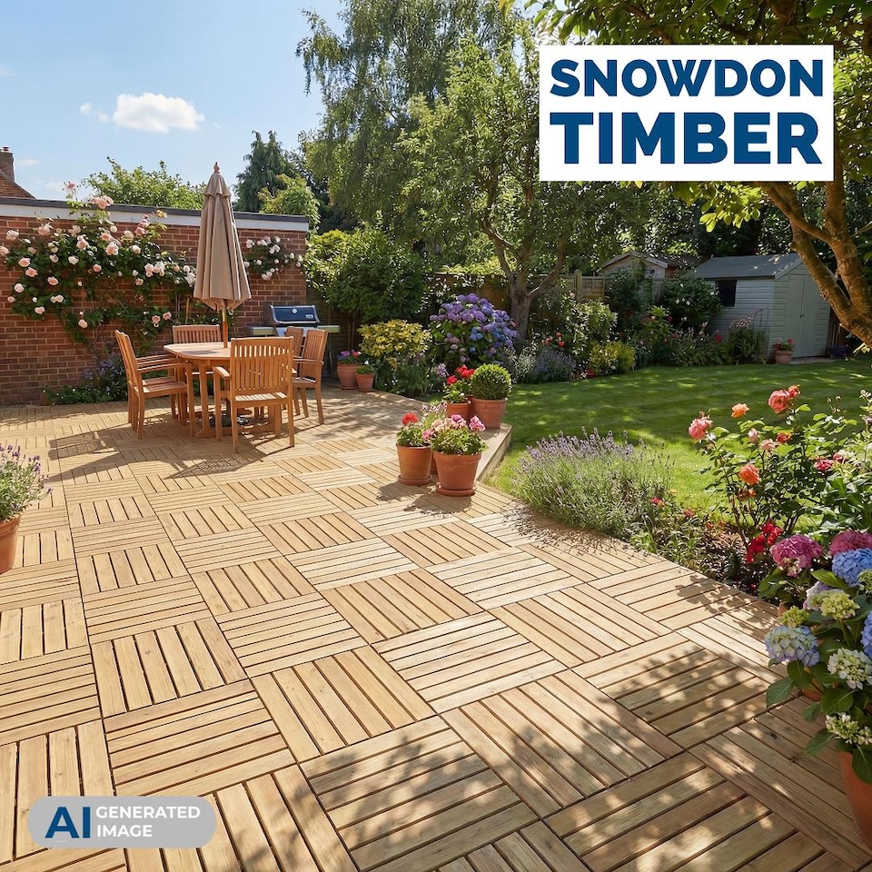 image 1 of Snowdon Timber Treated Deck Tile (T) 35mm (W) 400mm (L) 400m - Pack of 10