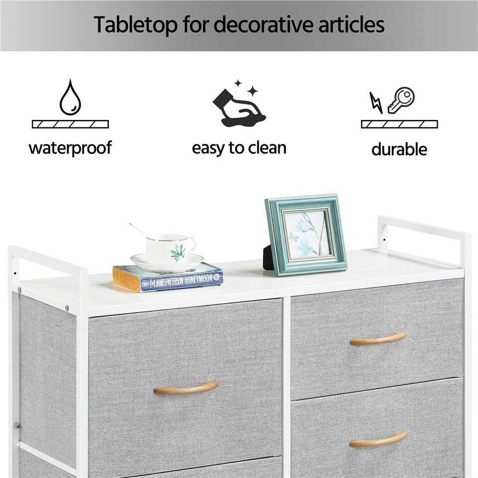 image 1 of Yaheetech 5-Drawer Storage Tower with Metal Frame Light Grey Grey | Light Grey