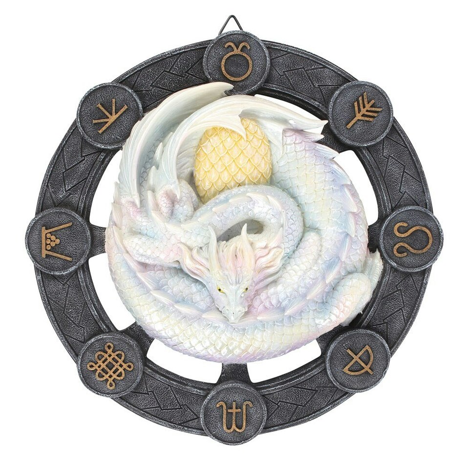 image 1 of Anne Stokes Ostara Resin Dragon Plaque - White/Grey - One Size