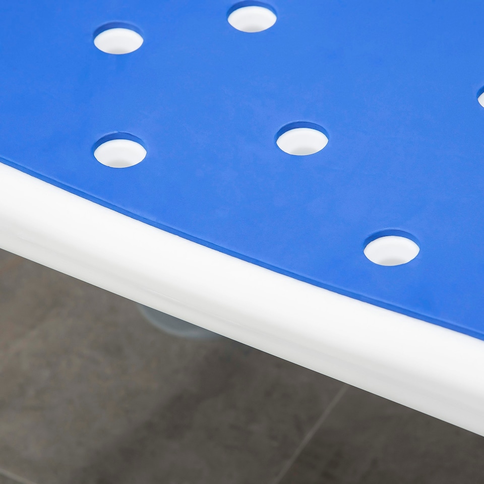 image 1 of HOMCOM EVA Padded Shower Stool with Arms and Back, 4 Suction Foot Pads Blue