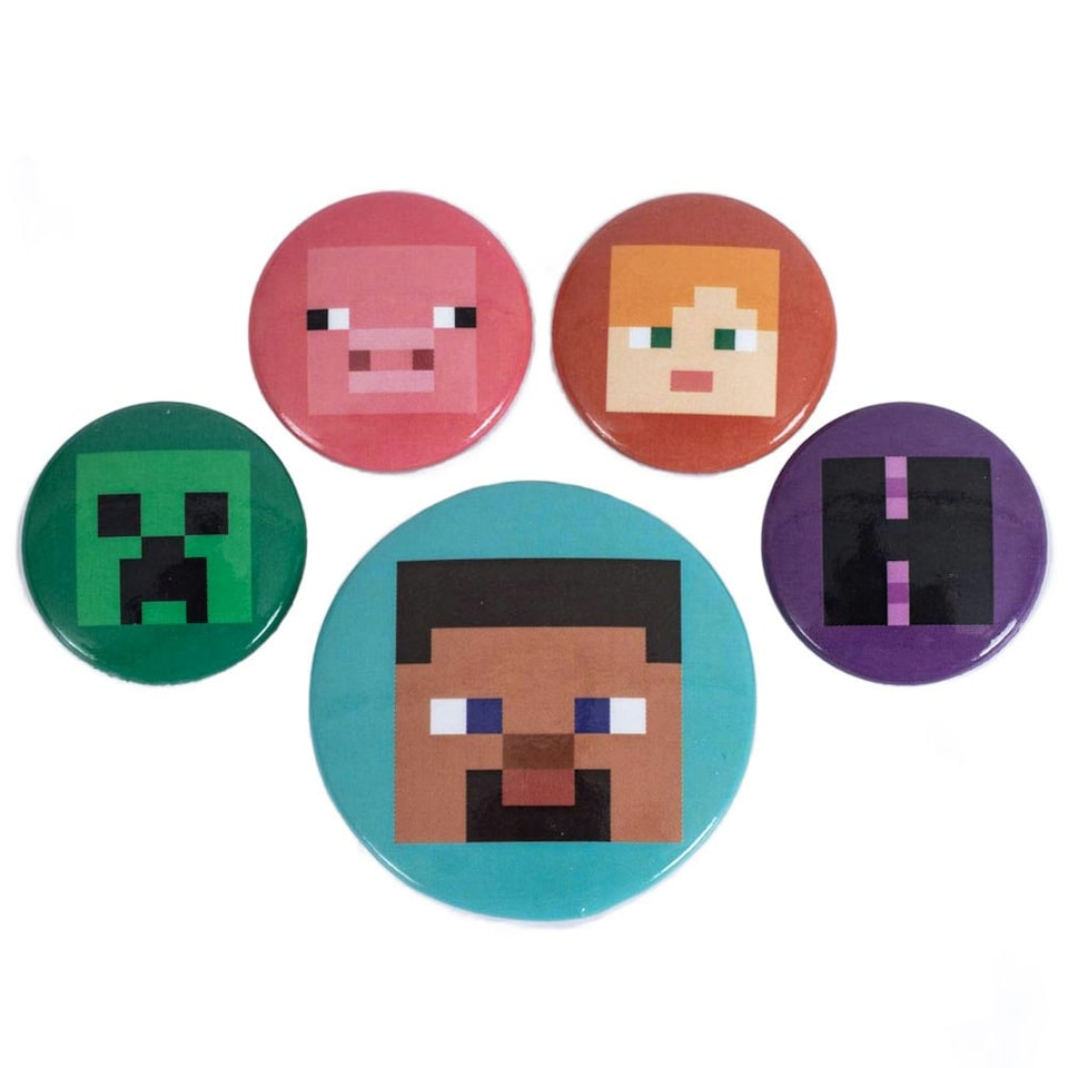 Minecraft Button Pig Badge Set - Multicoloured - One Size