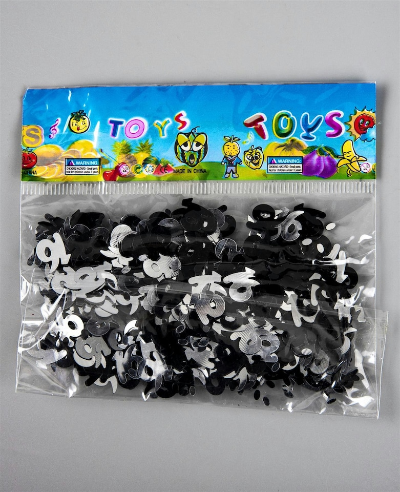 image 1 of 16th Birthday Confetti Black & Silver 2 pack x 14 grams birthday decoration Foil Metallic 2 pack