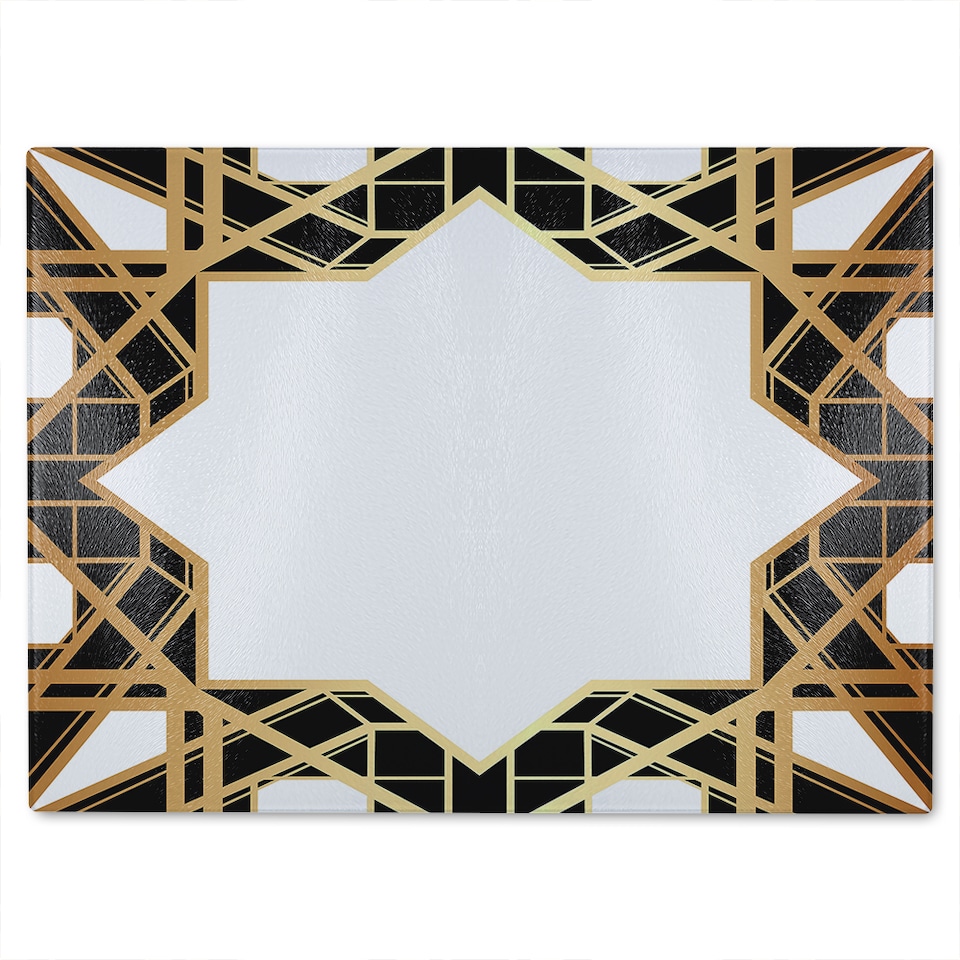 image 1 of Art Deco Star Border Glass Chopping Board | Multi