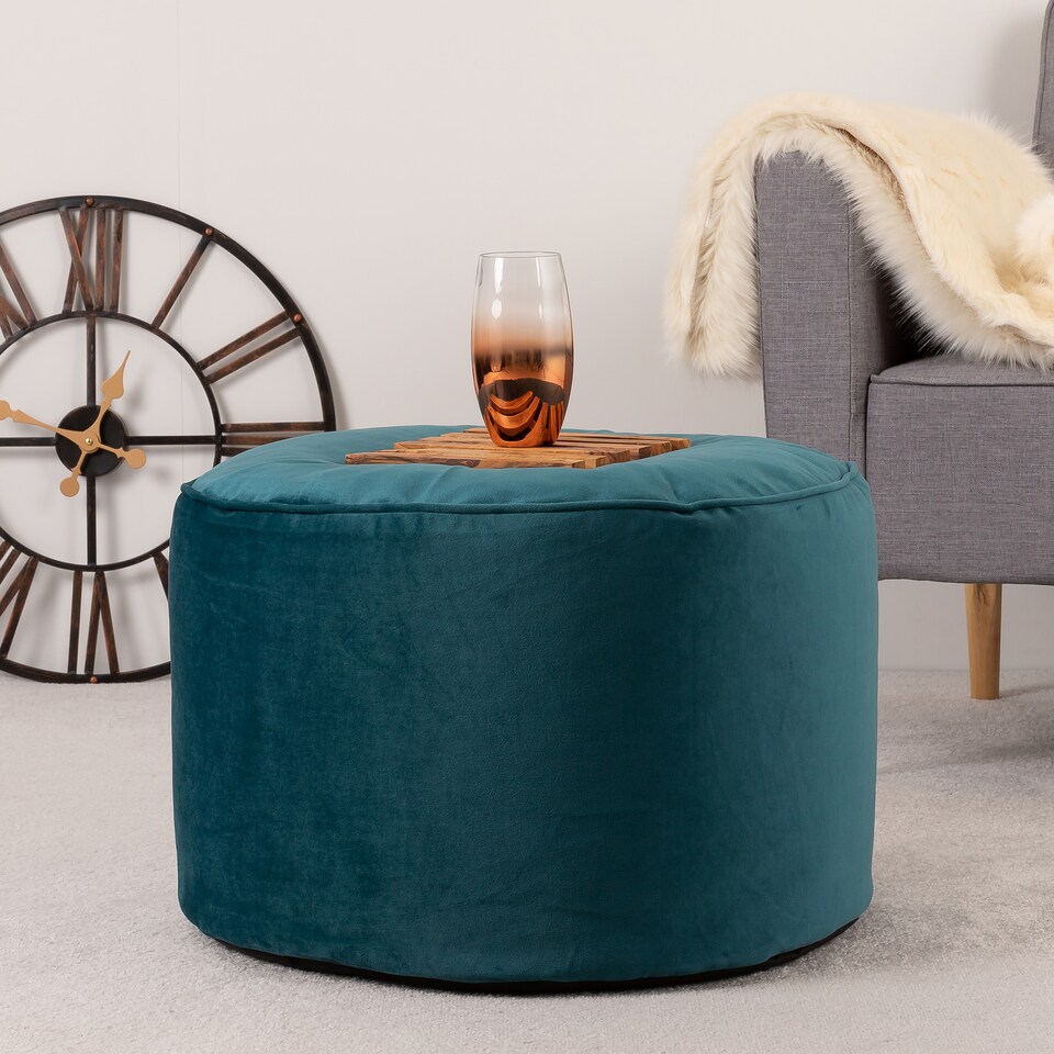 image 1 of icon Natalia  Velvet Armchair and Milano Round Footstool Bean Bag, Teal