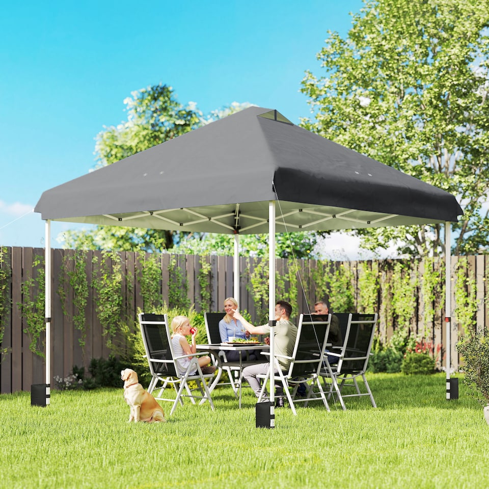 image 1 of Outsunny 3x3 m Pop Up Gazebo w/ Wheels, One-Touch Party Tent, Dark Grey | Grey | Dark Grey | 300 x 300 x 273 cm