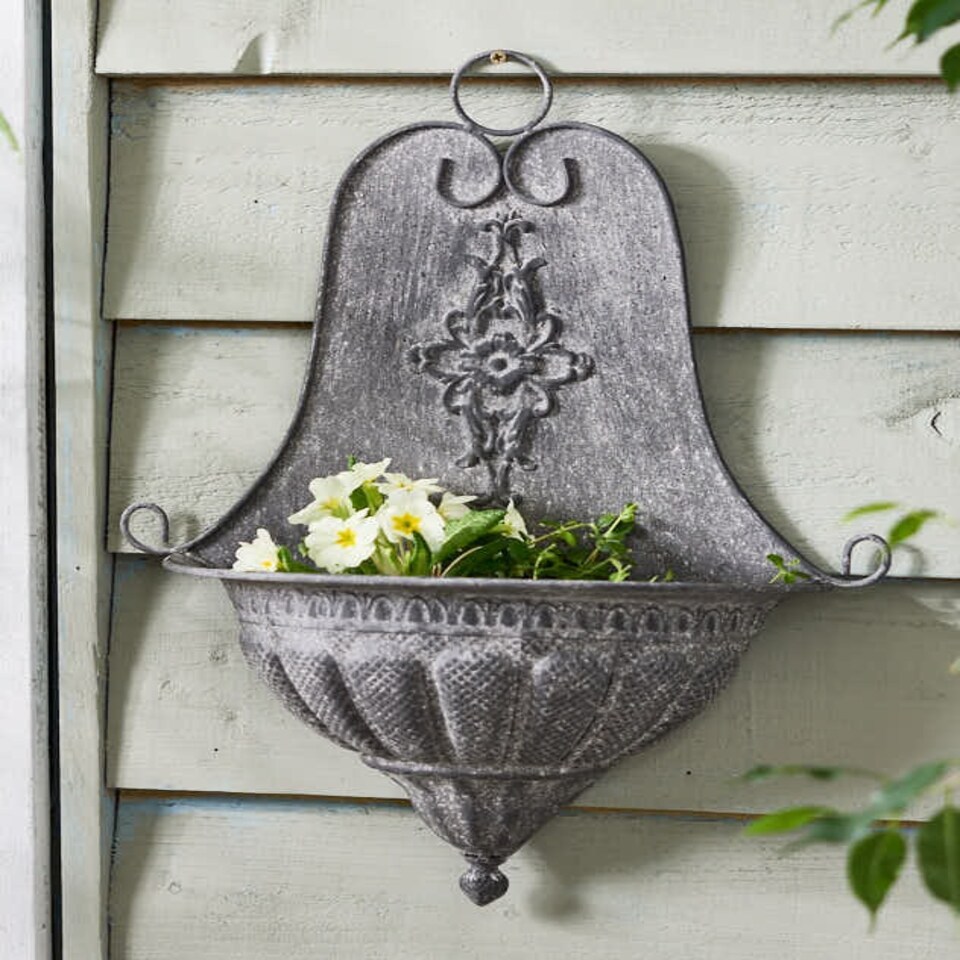 image 1 of Lacourt Antique Zinc Wall Planter Grey