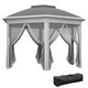 image 6 of Outsunny 3x4m Hexagon Gazebo w/ Mesh Curtains Outdoor Garden, Dark Grey