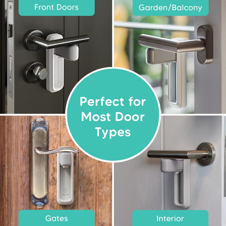 image 1 of Aycorn Safety Door Kit 2 Door Locks + 2 Door Stoppers White