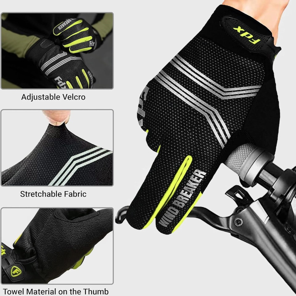 image 1 of Dryrest Full Finger Winter Cycling Gloves Thermal Windproof Padded Glove