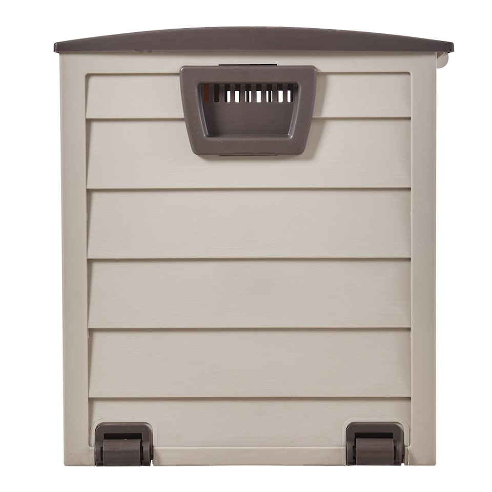 image 1 of Living and Home 290L Outdoor Plastic Garden Storage Box with Wheels, Beige | White | Beige | 290L | 1