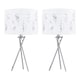 image 1 of Set of 2 Tripod Table Lamps with White Fern Cut Out Shades Chrome | White