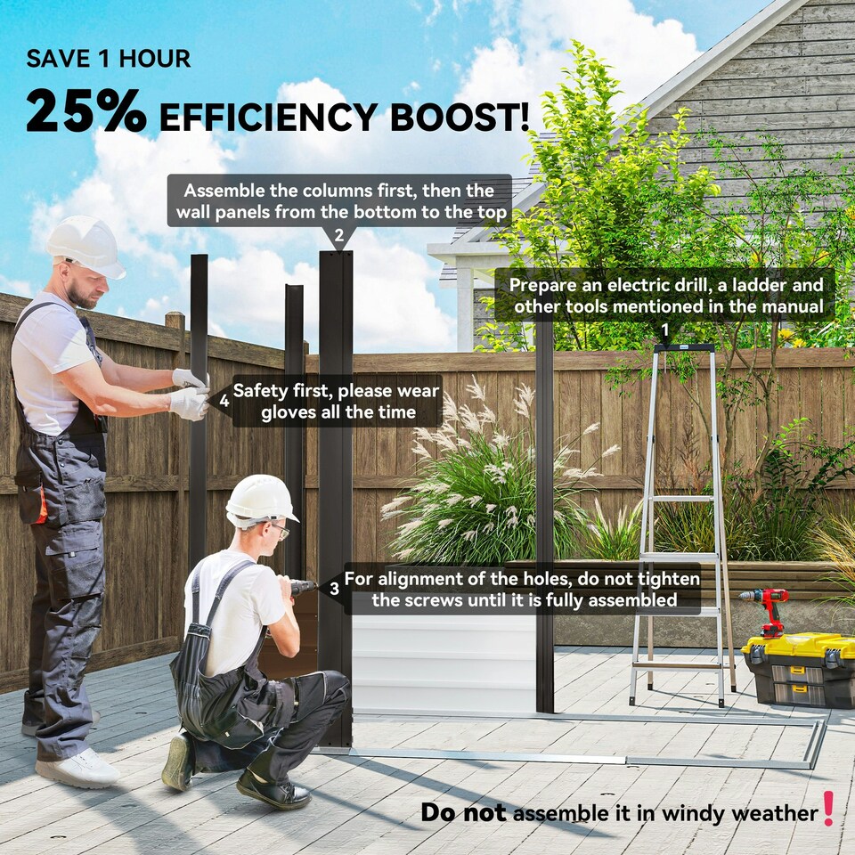 image 1 of Outsunny 6.2 x 4.3ft Garden Metal Shed with Vent for Garden, Patio, Oak 